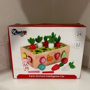 Farm Orchard Intelligence Car - Wooden Activity Toy in Natural Wood & Green